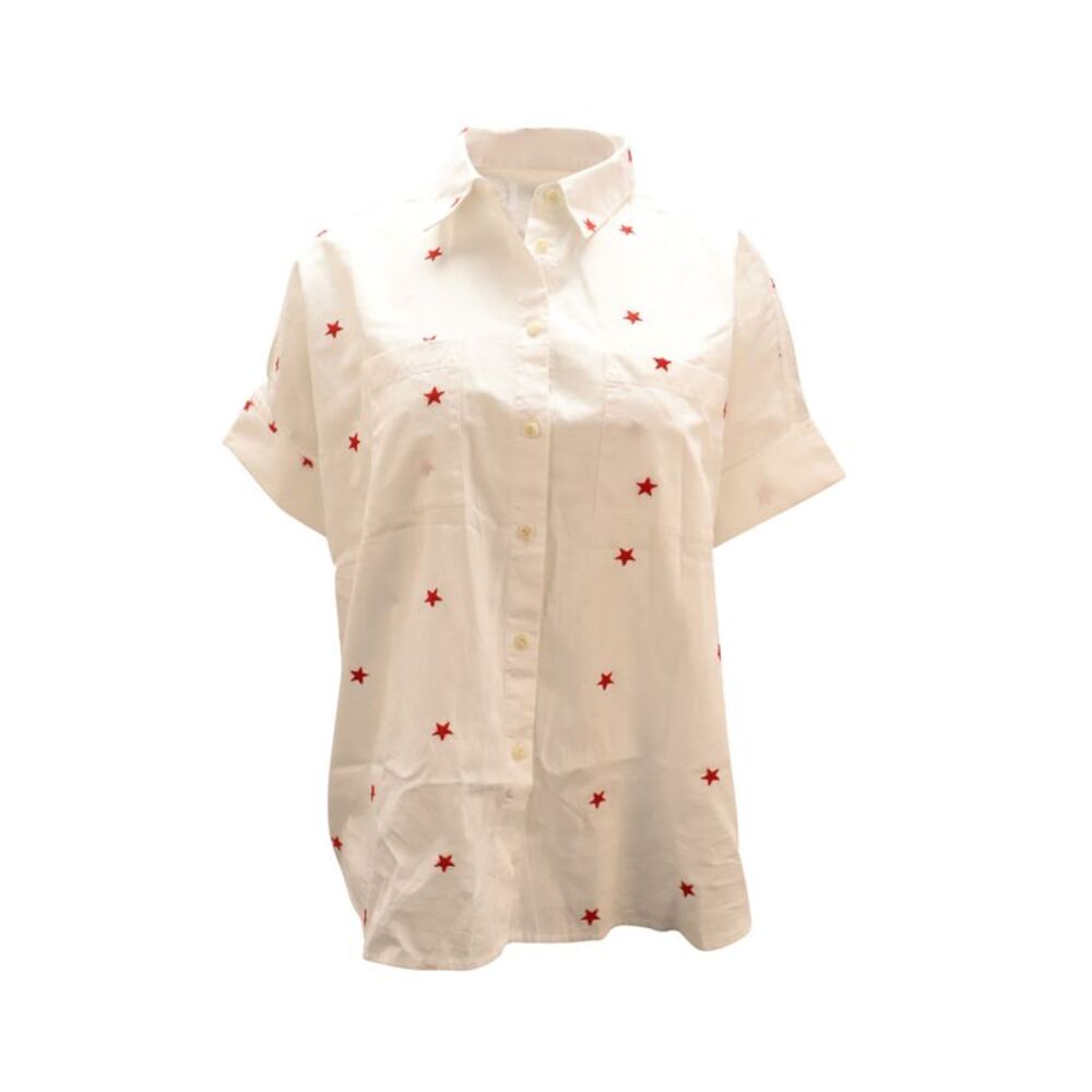 Madewell Embroidered Short-sleeve Shirt in White Cotton
